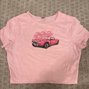 Pink Kids Car Graphic T-Shirt